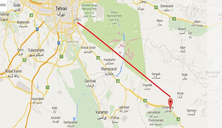 فاصله ایوانکی تا تهران